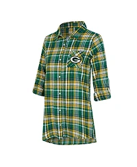 Concepts Sport Women's Green Bay Packers Laney Plaid Tri-Blend Nightshirt