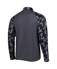 Colosseum Men's Charcoal North Dakota College Wildcats Oht Military Appreciation Long Range Raglan Quarter-Zip Sweatshirt