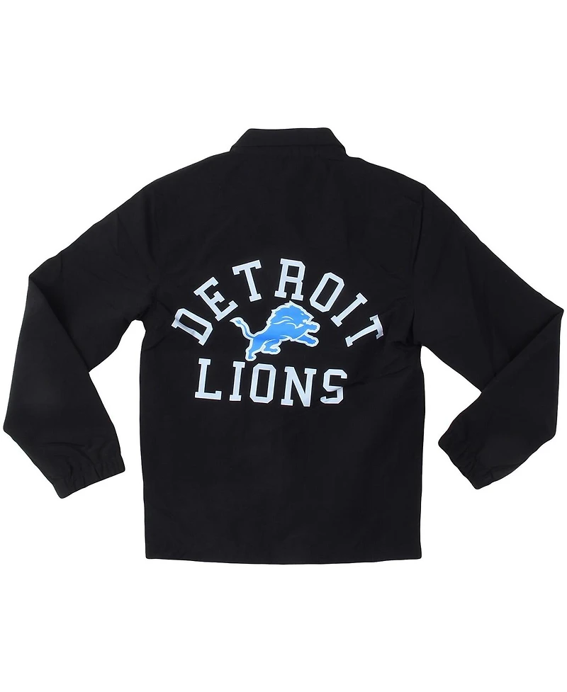 Wes & Willy Big Boys and Girls Black Detroit Lions T Buck's Full-Snap Coaching Jacket