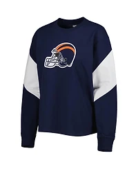 Starter Women's Navy Chicago Bears Insight Crop Tri-Blend Long Sleeve T-Shirt