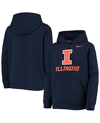 Nike Big Boys and Girls Navy Illinois Fighting Illini Stadium Club Fleece Pullover Hoodie
