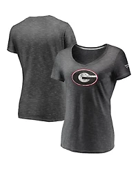 Fanatics Women's Charcoal Georgia Bulldogs Primary Logo Space-Dye V-Neck T-Shirt