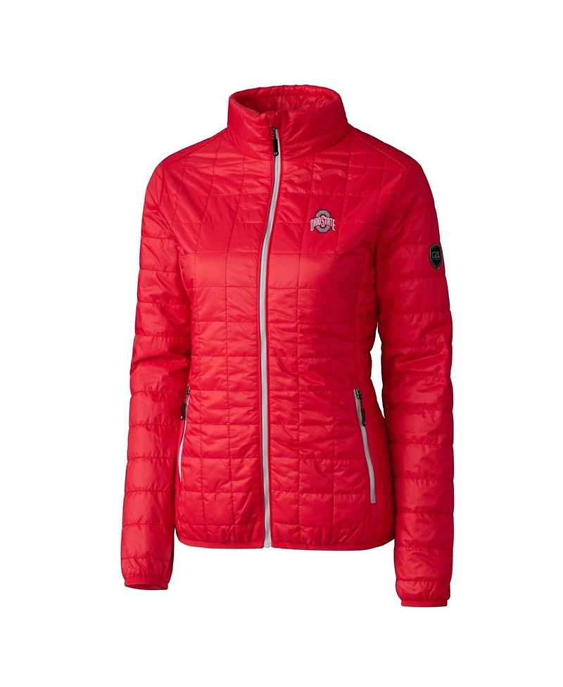 Cutter & Buck Women's Red Ohio State Buckeyes Rainier Eco Insulated Puffer Full-Zip Jacket