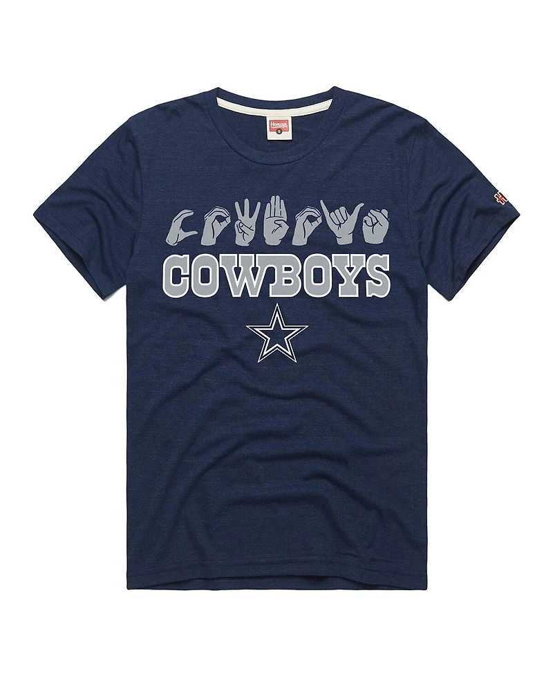 Homage Men's and Women's Navy Dallas Cowboys Nfl Asl Collection by Love Sign Tri-Blend T-Shirt