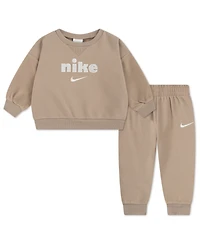 Nike Baby Boys Cozy Comfort Crewneck Sweatshirt and Pant, 2-Piece Set
