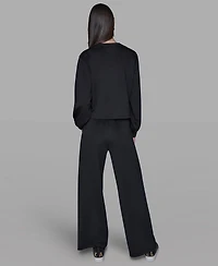 Karl Lagerfeld Paris Petite Long-Sleeve Pull-on Sweater