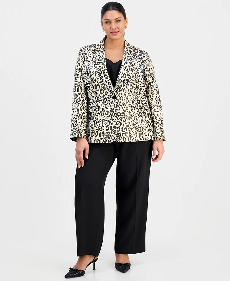 Tahari Asl Plus Leopard-Print Blazer