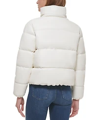 Calvin Klein Women's Short Faux-Leather Puffer Jacket