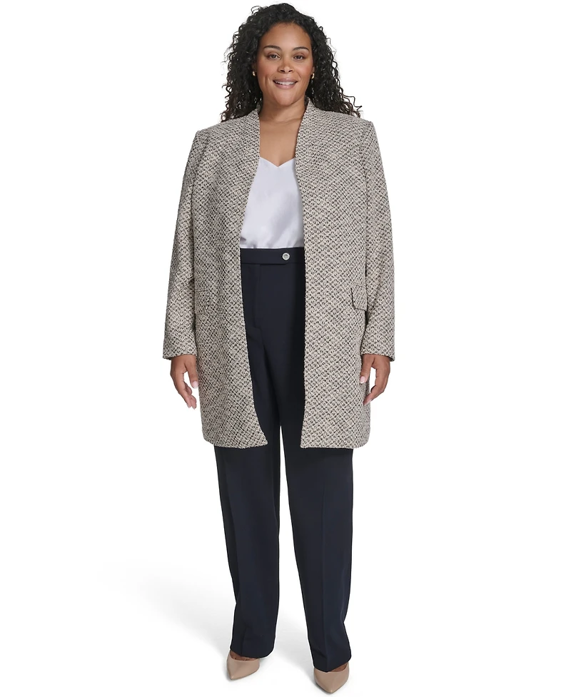 Calvin Klein Plus Collarless Shoulder Padded Jacket