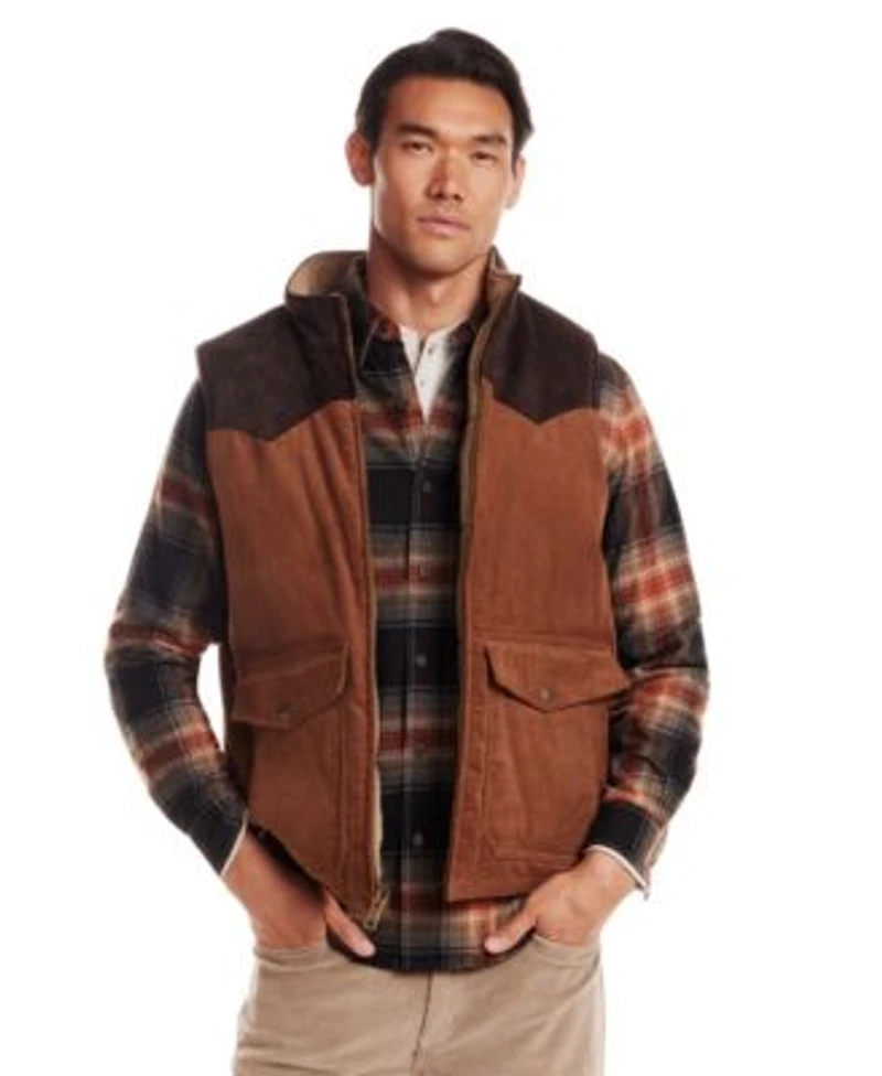 Weatherproof Vintage Mens Western Cord Suede Vest Flannel Shirt Superfine Corduroy Pants