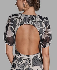 Bcbg Women's Floral V-Neck Chiffon Maxi Dress