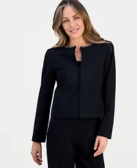 Jm Collection Petite Embellished-Neck Long-Sleeve Jacket, Macy's Exclusive