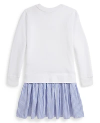 Polo Ralph Lauren Girls 7-16 Striped Skirt Fleece Long-Sleeve Dress