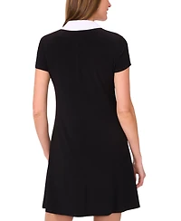 Msk Women's Short-Sleeve Combo Collar Dress
