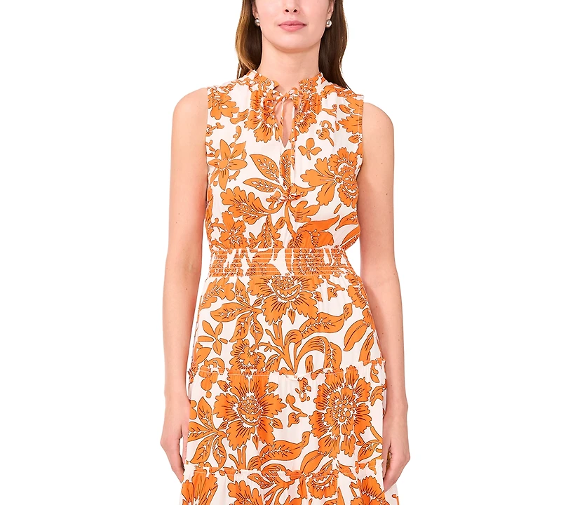 Msk Women's Sleeveless Tie Neck Maxi Dress