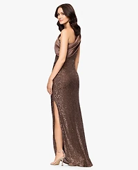 Betsy & Adam Women's One Shoulder Long Dress
