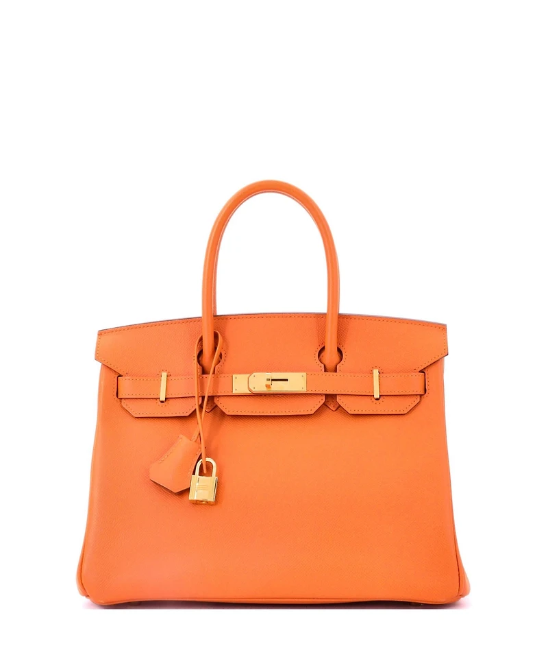 Pre-Owned HERMES Birkin 30 Handbag Orange Epsom with Gold Hardware