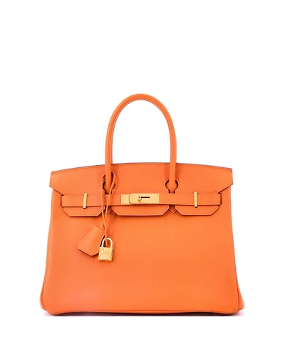 Pre-Owned HERMES Birkin 30 Handbag Orange Epsom with Gold Hardware