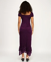 Emerald Sundae Junior's Lace Puff-Sleeve Dress