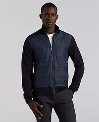 Perry Ellis Men's Quilted Front Zip Sweater