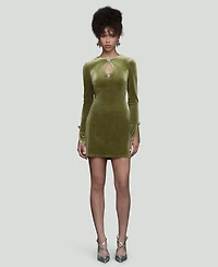 Avec Les Filles Women's Long-Sleeve Stretch Velvet Mini Dress
