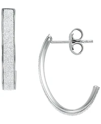 Macy's Glitter Polished 2-Pc. Set J-Hoop Earrings in Sterling Silver