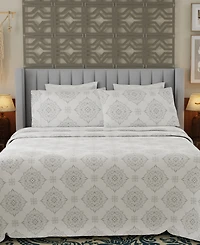 Color Sense Brushed Cool Crisp Printed Cotton 4-Pc. Sheet Set