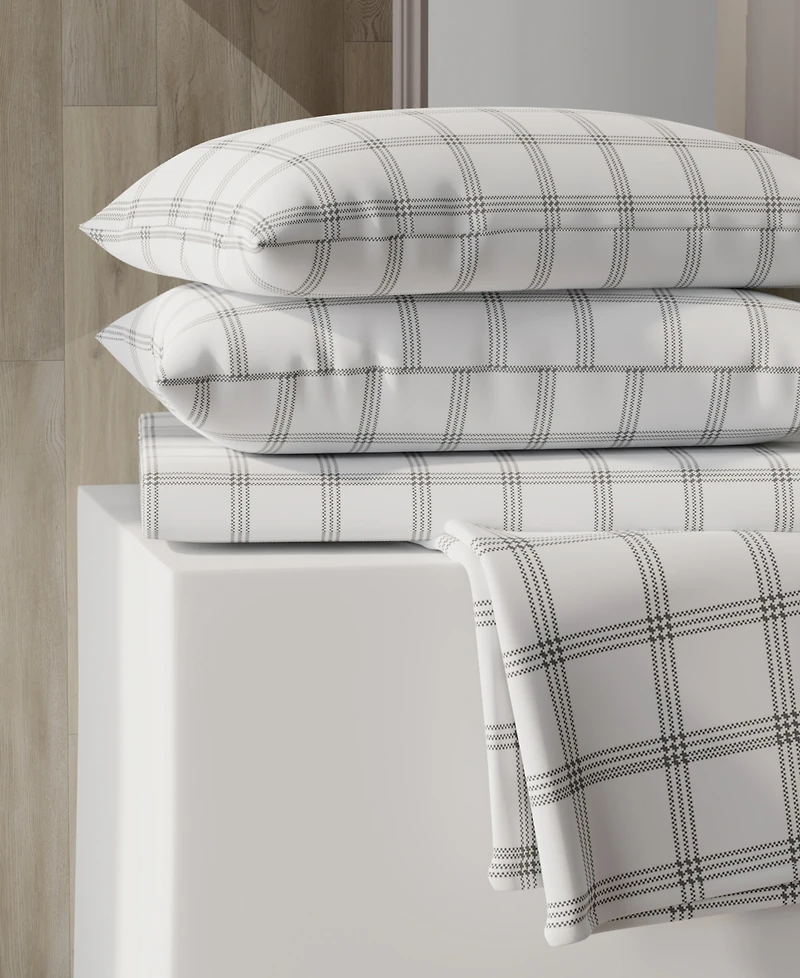 Color Sense Brushed Cool Crisp Printed Cotton 4-Pc. Sheet Set, Full
