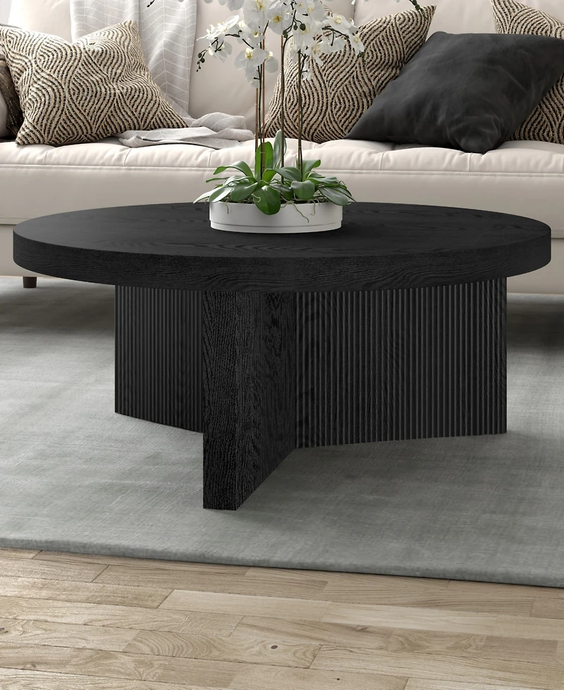 Hudson & Canal Holm 36" Wood Wide Round Coffee Table