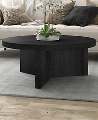 Hudson & Canal Holm 36" Wood Wide Round Coffee Table