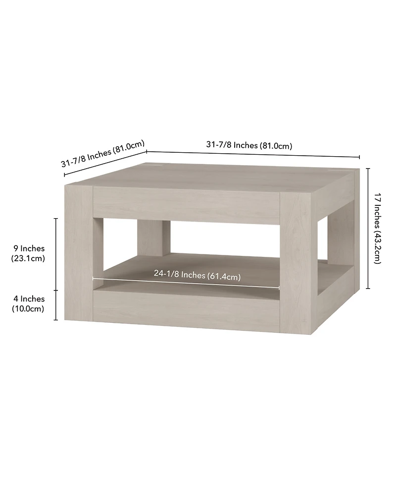 Hudson & Canal Hughes 32" Wood Wide Square Coffee Table