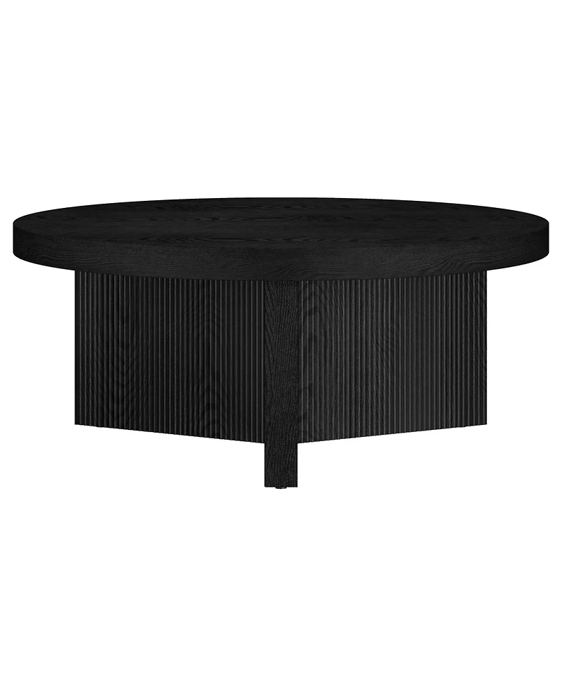 Hudson & Canal Holm 36" Wood Wide Round Coffee Table