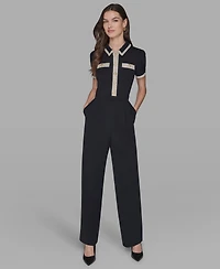 Karl Lagerfeld Paris Women's Collared Jumpsuit