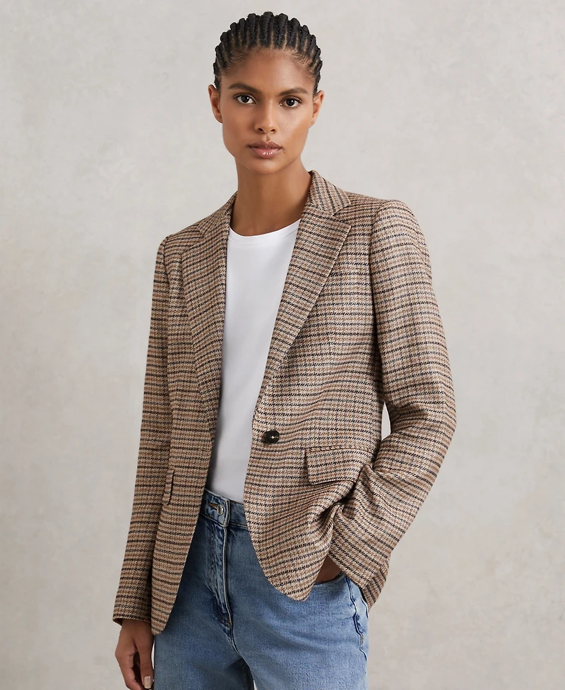 Reiss Women's River Check Single-Breasted Blazer