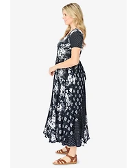 Woman Within Women's Mixed Print Maxi Dress