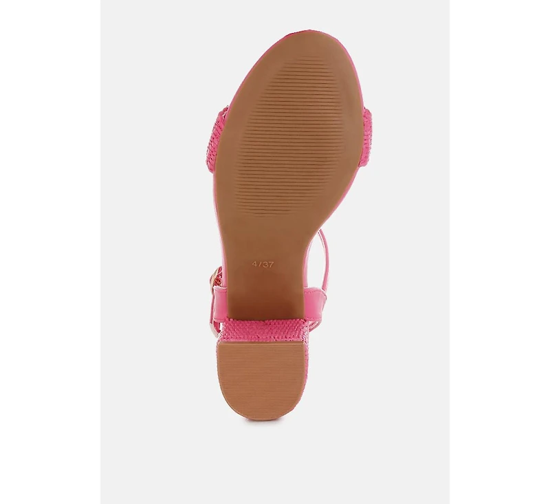 Tulata Raffia Pin Buckle Block Heels