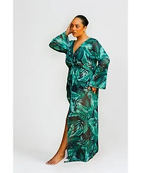 Fashion-szn Curve Women's Palm Print Twist Front Kaftan