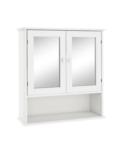 Airsurfer Bathroom Wall Cabinet with Double Mirror Doors and Shelves Modern Storage Organizer for Bathroom or Living Room