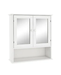 Airsurfer Bathroom Wall Cabinet with Double Mirror Doors and Shelves Modern Storage Organizer for Bathroom or Living Room