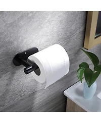 Adhesive Paper Holder - Self Adhesive Black Comfort Room Paper Roll Holder Wall Mount for Bathroom and Kitchen, Sus-304 Stainless Steel