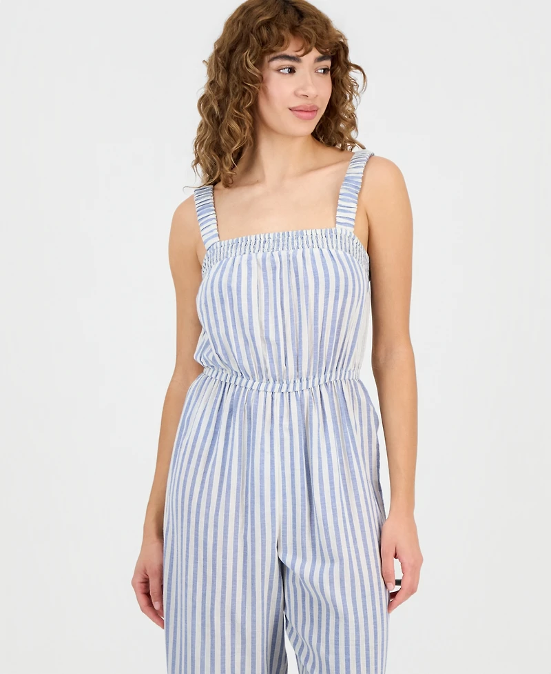 And Now This Petite Cotton Smocked-Waist Jumpsuit, Macy's Exclusive