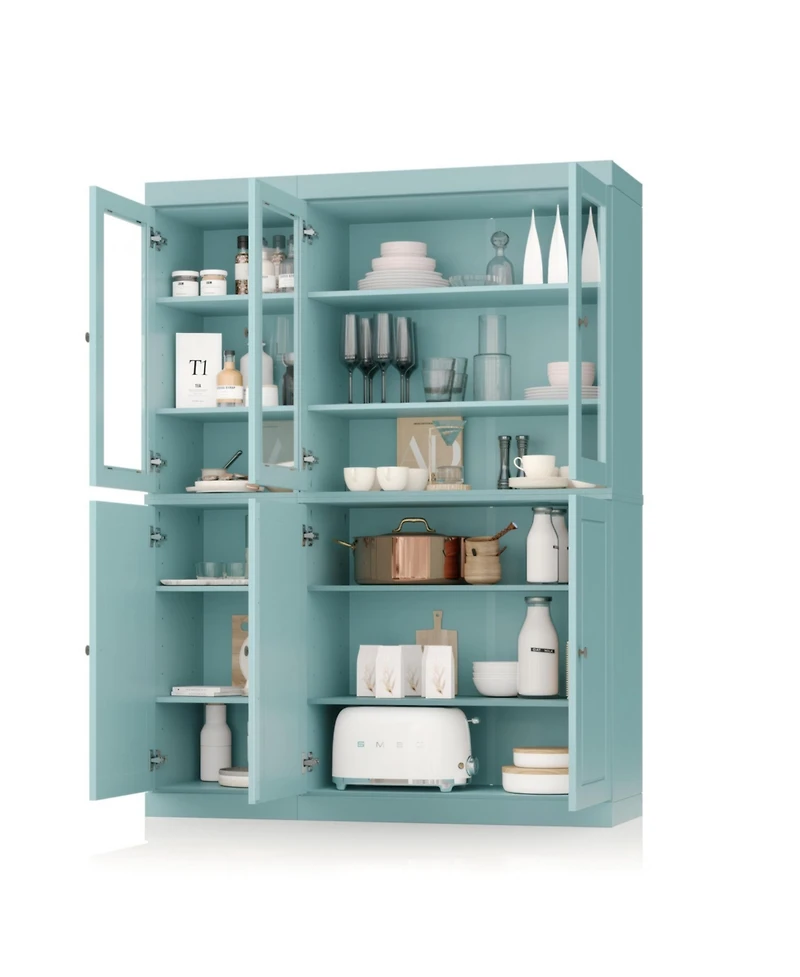 Palace Imports 100% Solid Wood 48.5" Pantry China Cabinet with Raised Panel, Clear Glass Doors & Adjustable Shelves