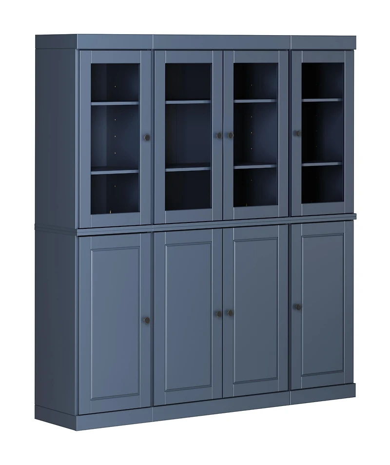 Palace Imports 100% Solid Wood 65" Pantry China Cabinet with Raised Panel, Clear Glass Doors, 2-Drawers & Adjustable Shelves