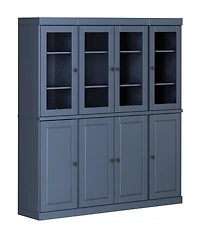 Palace Imports 100% Solid Wood 65" Pantry China Cabinet with Raised Panel, Clear Glass Doors, 2-Drawers & Adjustable Shelves