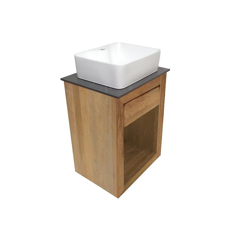 Swiss Madison24" Reclaimed Wood Vanity, Slate Countertop and Single Hole Vessel Sink