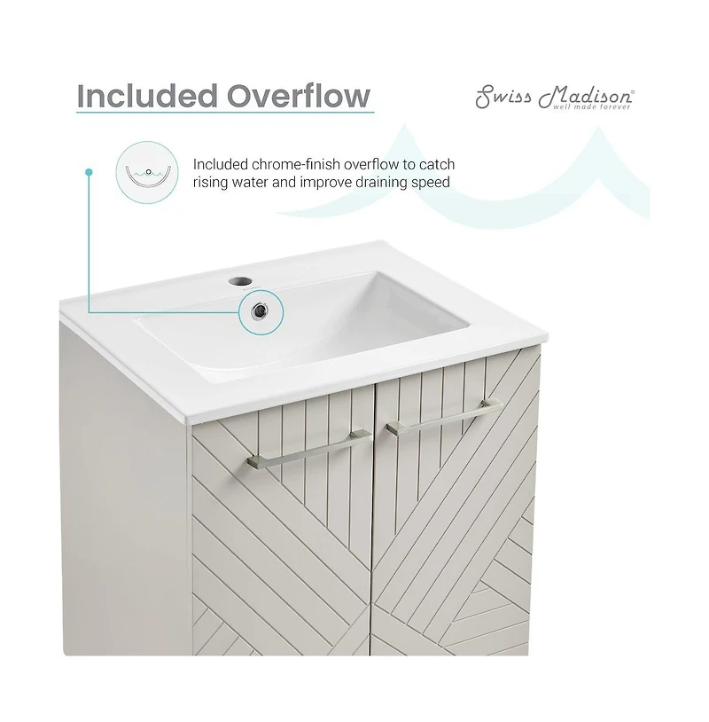 Annecy 24" Freestanding Bathroom Vanity in Greige with Sink Top