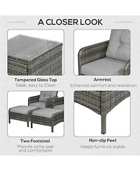 Outsunny 5pcs Outdoor Patio Furniture Set All Weather Wicker Conversation Set