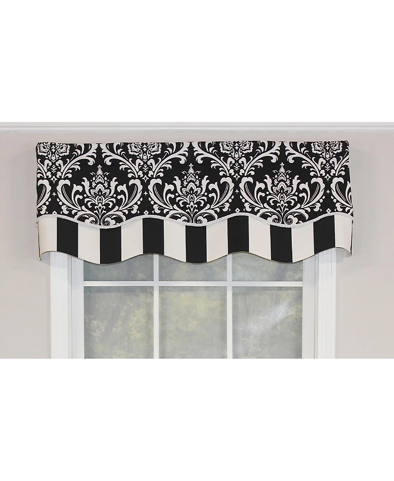Rlf Home Ozbourne Glory Valance Gray. 3" Rod Pocket, Layered, Trimmed. 50"W X 16"L