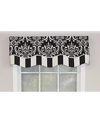 Rlf Home Ozbourne Glory Valance Gray. 3" Rod Pocket, Layered, Trimmed. 50"W X 16"L