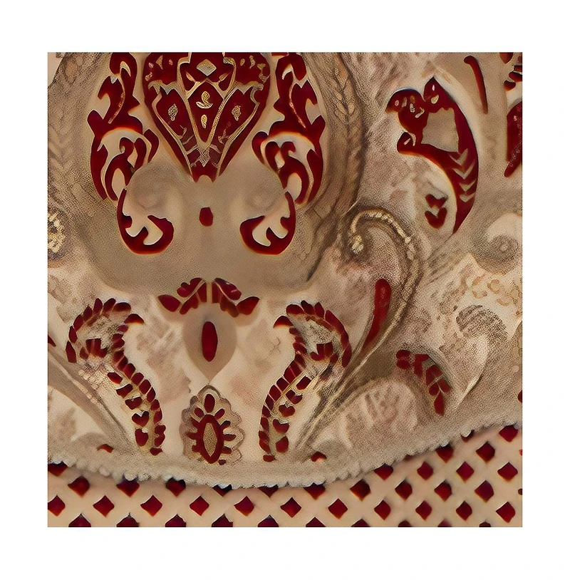 Rlf Home Chenille Fabric with Damask Motive Paisley Dream Glory Valance 3" Rod Pocket 50" x 16" Claret
